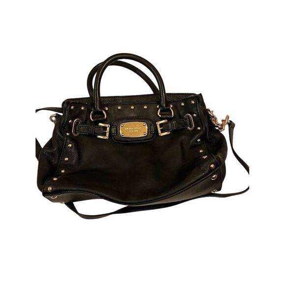 Michael Kors Black Studded Hamilton Leather Crossbody Handbag Medium - Picture 1 of 13